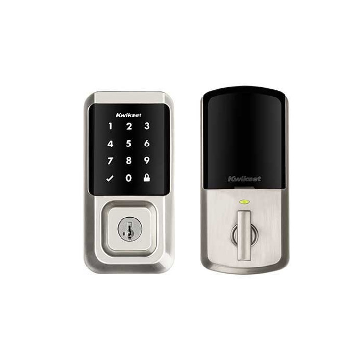 Kwikset Halo Wi-Fi Enabled 939 Touchscreen Deadbolt Electronic Smartkey With Round Corner Adjustable 20 Minute Ul Latch And Round Corner Strike, Satin Nickel