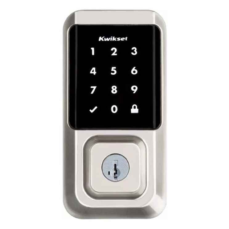 Kwikset Halo Wi-Fi Enabled 939 Touchscreen Deadbolt Electronic Smartkey With Round Corner Adjustable 20 Minute Ul Latch And Round Corner Strike, Satin Nickel