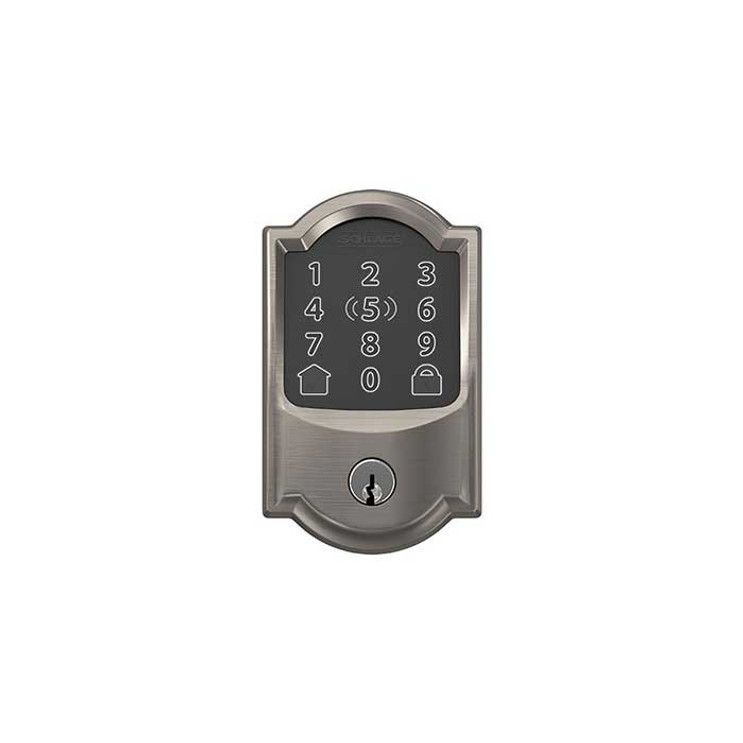 Schlage Residential BE499WB Encode Plus Smart Wifi Single Cylinder Deadbolt With Touchscreen, Compatible With Apple Homekit and Schlage Home App, Camelot Trim, Satin Nickel