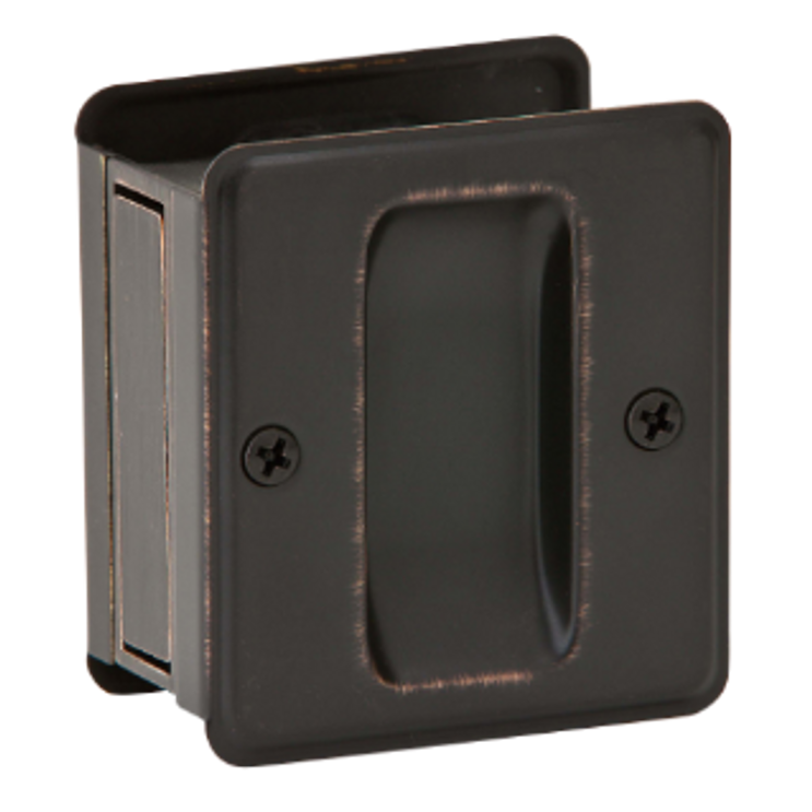 Ives Sliding Door Pull Passage, For 1-3/8" To 1-1/2" S, 1/3/4" D X 2-1/4" H, Brass, B-/, Aged Bronze