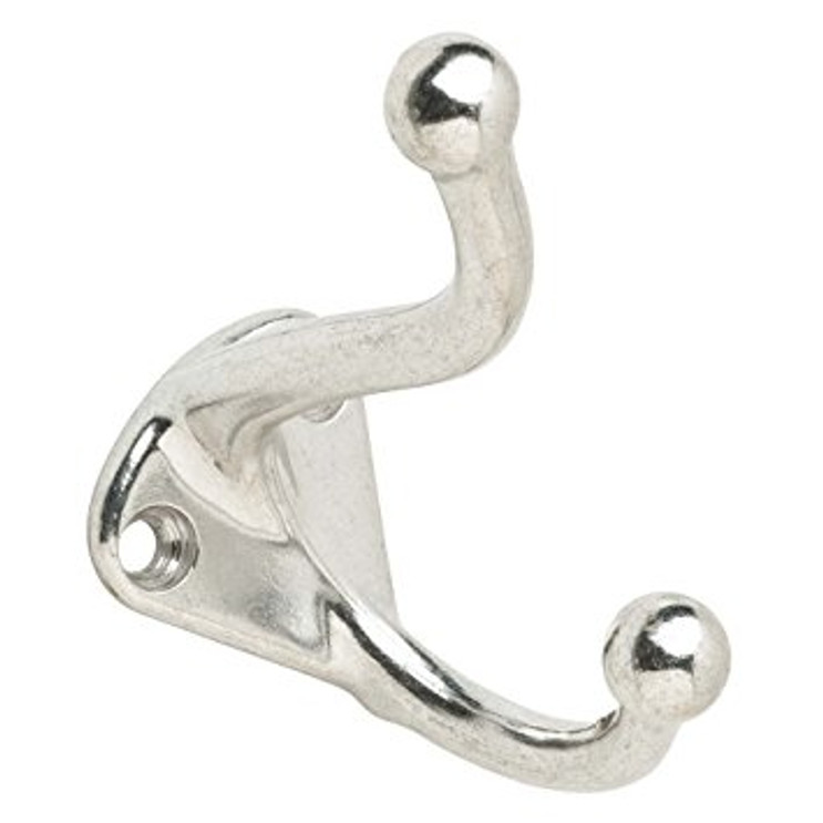 Ives Coat And Hat Hook Traditional Design, Base: 1-1/2" High X 1-1/4" Wide, Projection: 3-1/8", Cast Brass, /B26D, Satin Chrome
