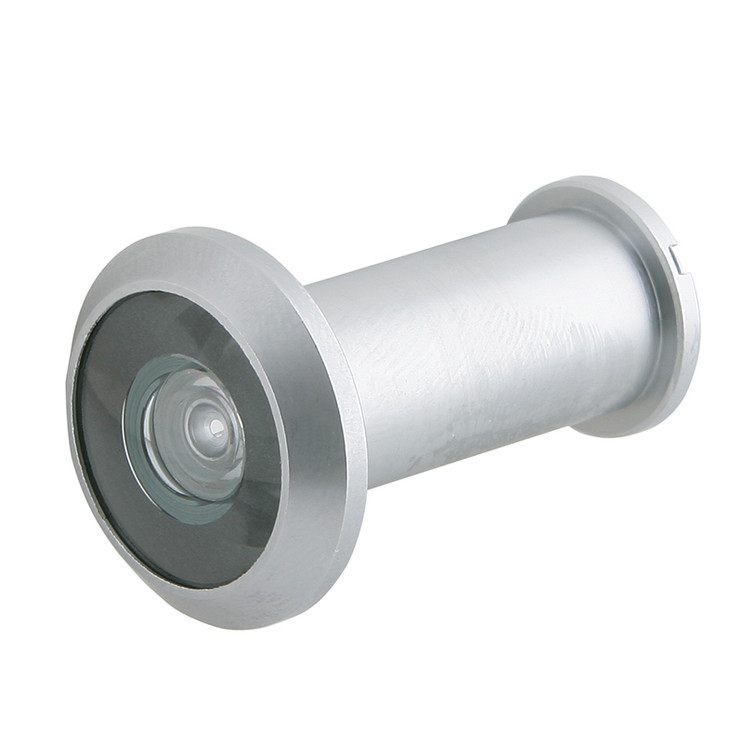 Ives One Way Door Viewer, Wide Angle, 190° Angle Of View, For 1-3/8" To 2-1/8" Thick, 9/16" Hole Required, Brass, /B26D, Satin Chrome