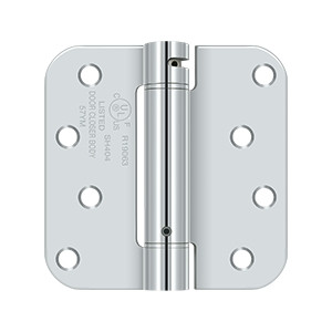Deltana 4" X 4" X 5/8" Spring Hinge, Ul Listed Single Action, Round Corners, 0.097 Thickness, Bright Polished Chrome