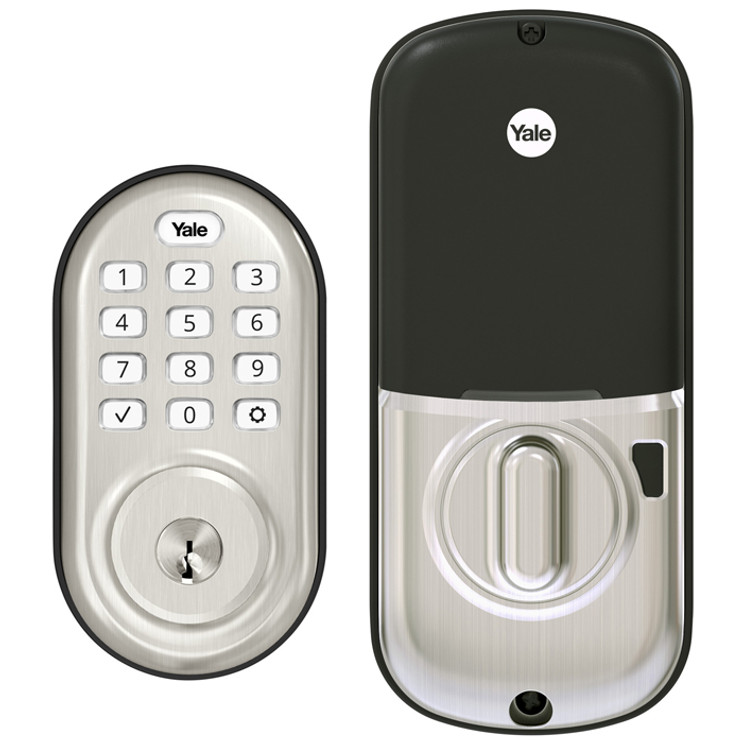 Yale Residential Assure Lock Push Button Keypad Deadbolt With Z-Wave Smart Module, Kwikset Keyway Keyed Different, Satin Nickel