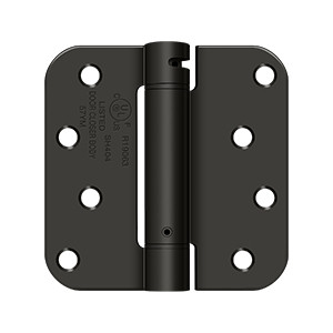 Deltana 4" X 4" X 5/8" Spring Hinge, Ul Listed Single Action, Round Corners, 0.097 Thickness, Oil Rubbed Dark Bronze
