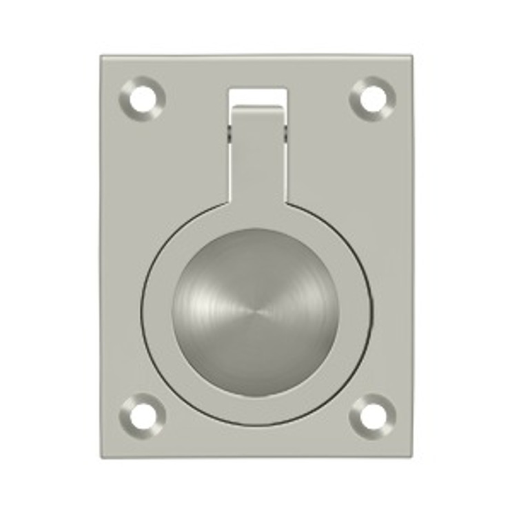 Deltana Flush Ring Pull, 2-1/2 X 1-7/8", Solid Brass, Satin Nickel