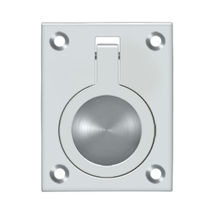 Deltana Flush Ring Pull, 2-1/2 X 1-7/8", Solid Brass, Bright Polished Chrome