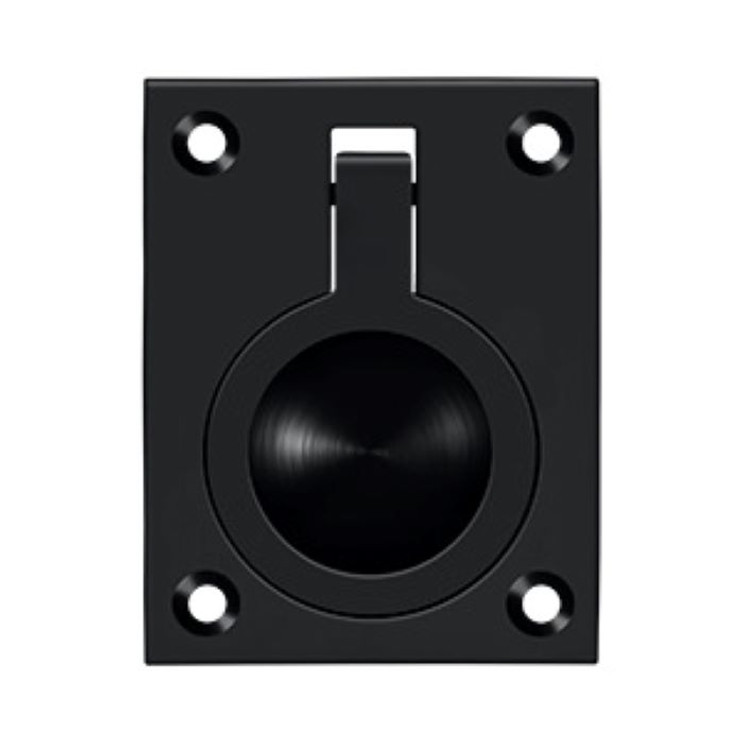 Deltana Flush Ring Pull, 2-1/2 X 1-7/8", Solid Brass, Matte Black