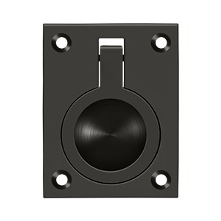 Deltana Flush Ring Pull, 2-1/2 X 1-7/8", Solid Brass, Oil Rubbed Dark Bronze