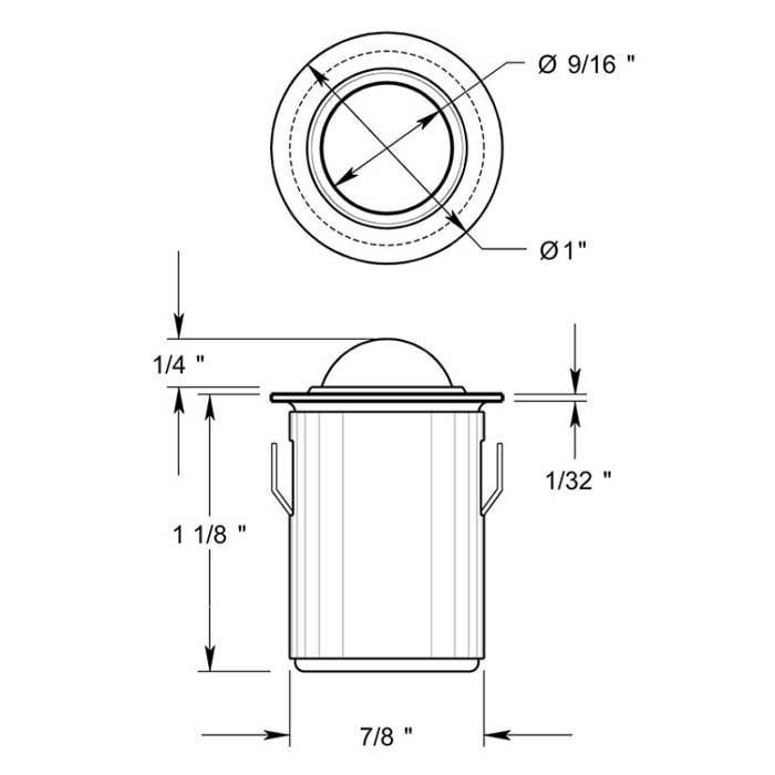 Deltana Steel Drive In Ball Catch, 1-1/8"