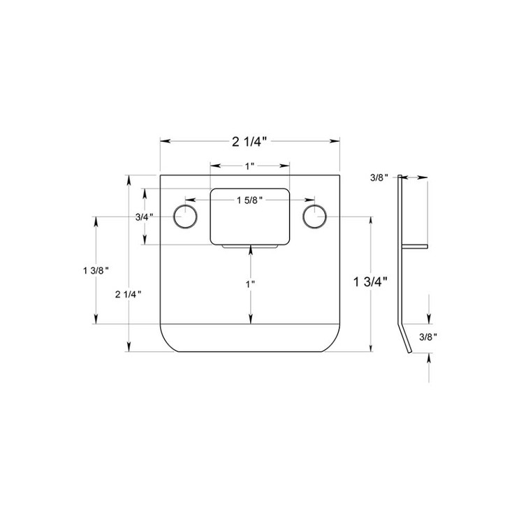 Deltana Extended Lip Strike Replacement For Residential Locks, 2-1/4" X 2-1/4", 1-3/4" Extension, Oil Rubbed Dark Bronze