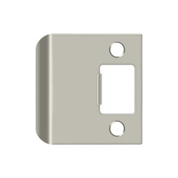 Deltana Extended Lip Strike Replacement For Residential Locks, 2-1/4" X 2-1/4", 1-3/4" Extension, Satin Nickel