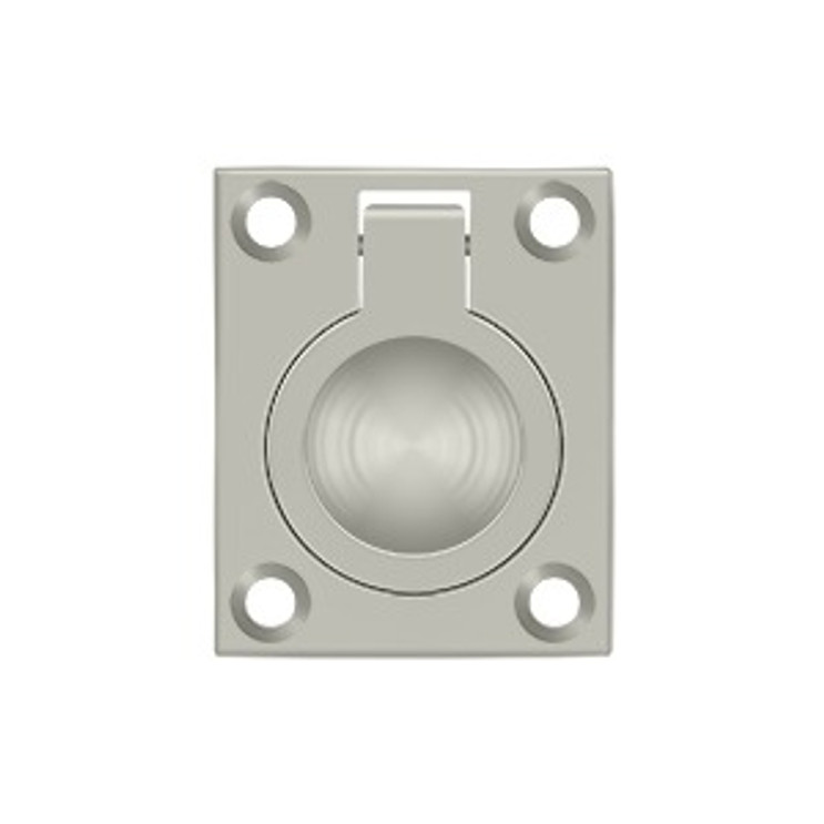 Deltana Flush Ring Pull, 1-3/4" X 1-3/8", Solid Brass, Satin Nickel