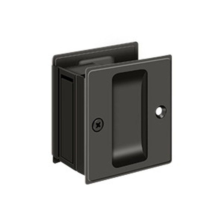 Deltana Pocket Door Lock-Passage, 2-1/2" X 2-3/4", 1-3/8" Thickness, Oil Rubbed Dark Bronze