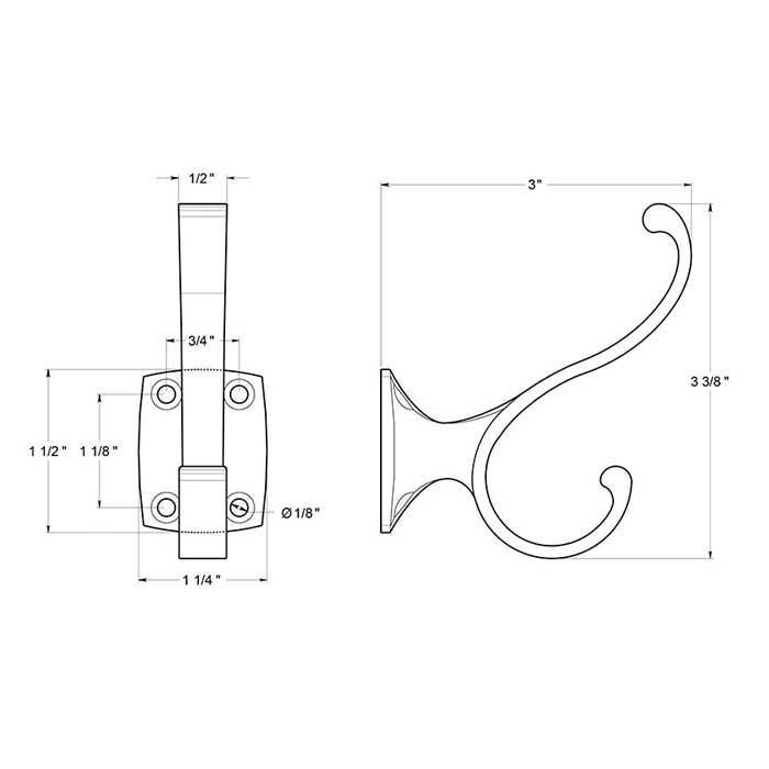 Deltana Heavy Duty Coat And Hat Hook, Matte Black