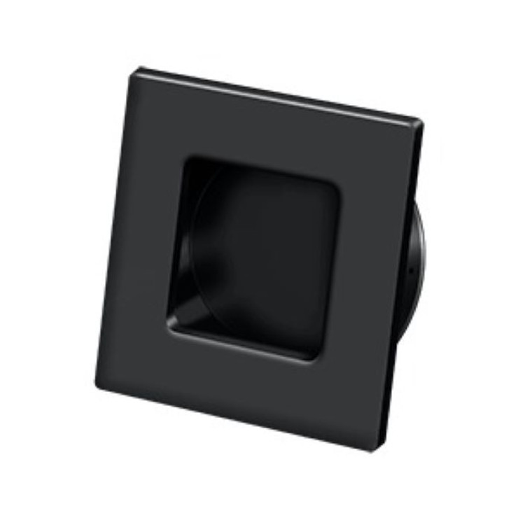 Deltana Rectangular Flush Pull Contemporary Square, 2-3/4" X 2-3/4" Solid Brass, Matte Black