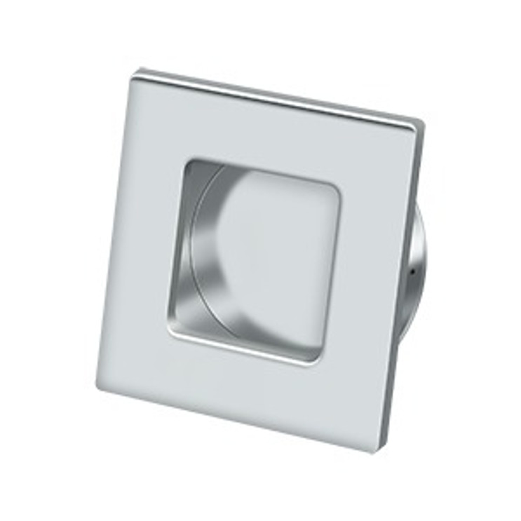 Deltana Rectangular Flush Pull Contemporary Square, 2-3/4" X 2-3/4" Solid Brass, Bright Polished Chrome