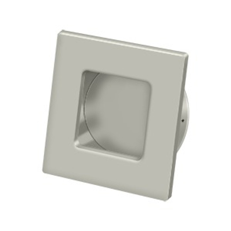 Deltana Rectangular Flush Pull Contemporary Square, 2-3/4" X 2-3/4" Solid Brass, Satin Nickel