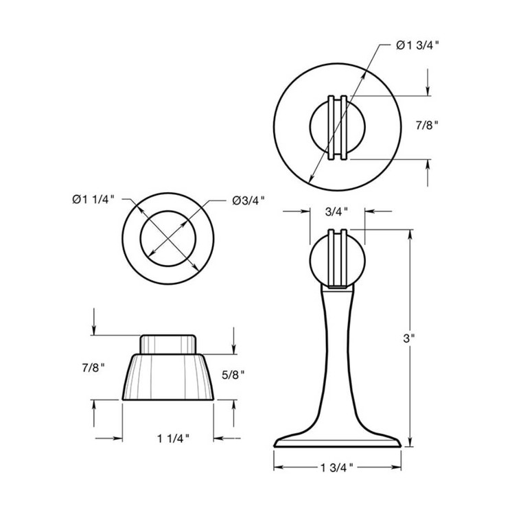 Deltana Magnetic Door Holder 3", Satin Nickel