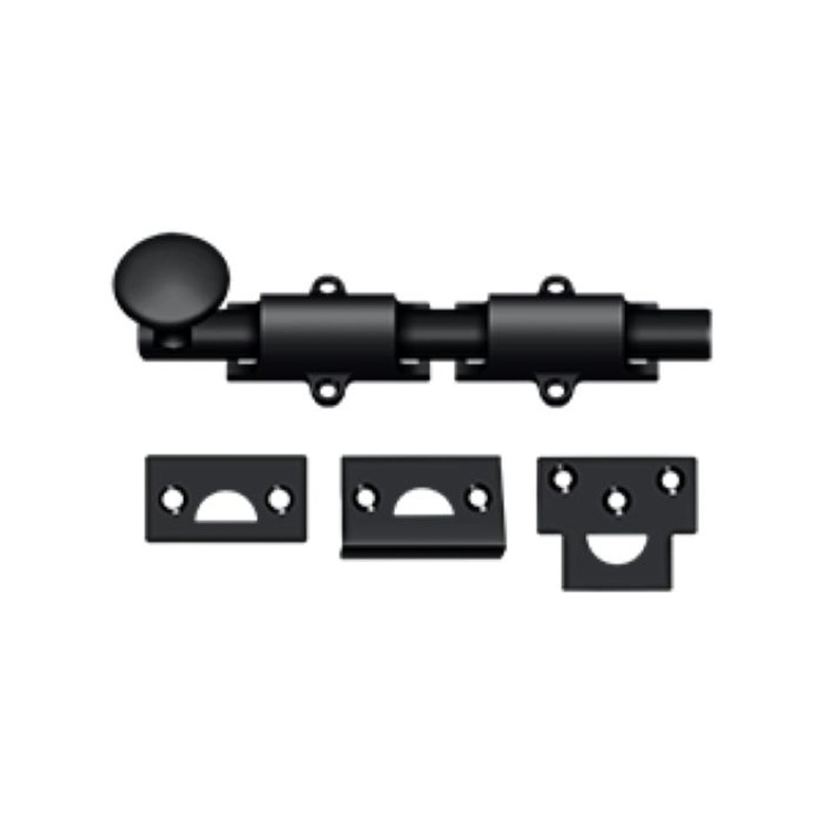 Deltana 6" Surface Bolt Rod, Hd, Matte Black