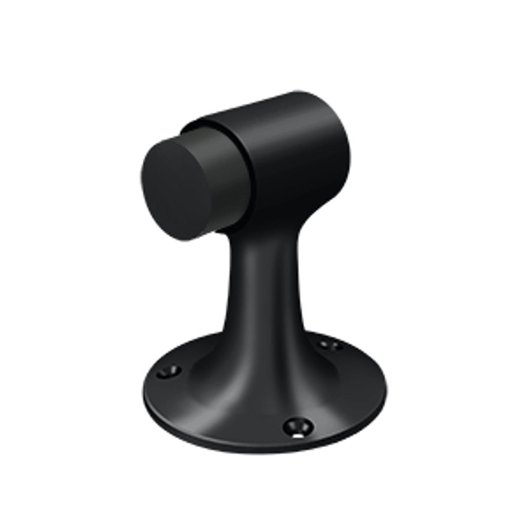 Deltana Upright Floor Door Stop Mount Bumper, Solid Brass, Heavy Duty, Matte Black