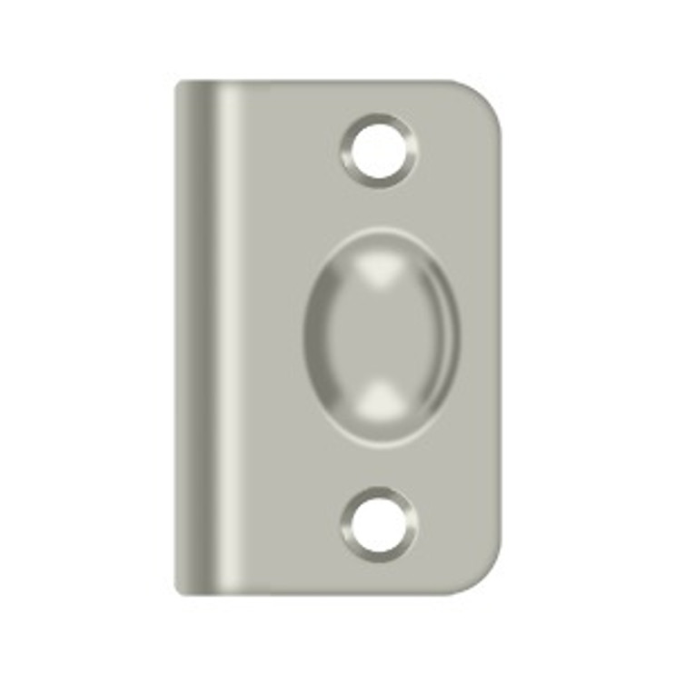 Deltana Strike Plate For Ball Catch For, 2-1/8" X 1-3/8", Solid Brass, Satin Nickel