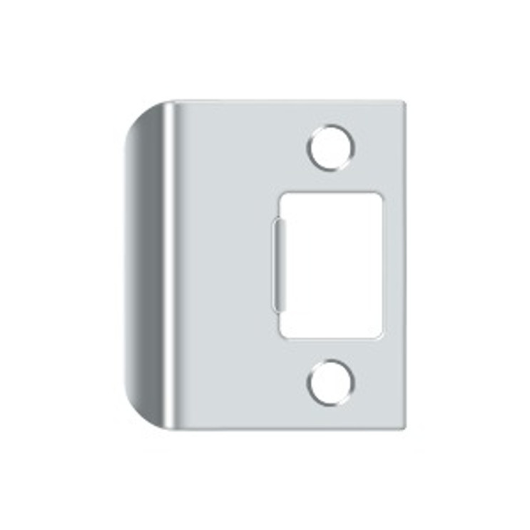 Deltana Extended Lip Strike Replacement For Residential Locks, 2-1/4" X 2", 1-1/2" Extension, Bright Polished Chrome