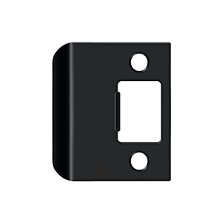 Deltana Extended Lip Strike Replacement For Residential Locks, 2-1/4" X 2", 1-1/2" Extension, Paint, Matte Black