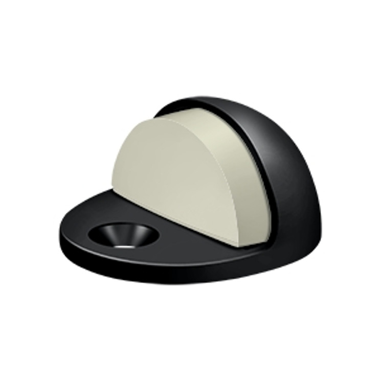 Deltana Low Profile Floor Dome Stop Door, Solid Brass, Solid Brass, Matte Black