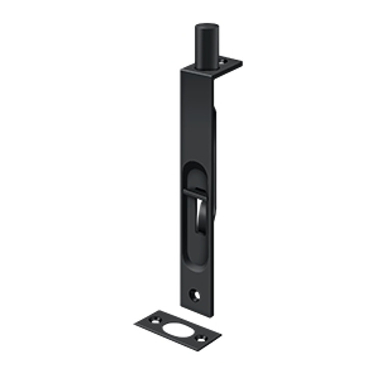 Deltana 6" Square Corner Flush Bolt, Hd, Solid Brass, Solid Brass,1" Throw, Painted, Matte Black