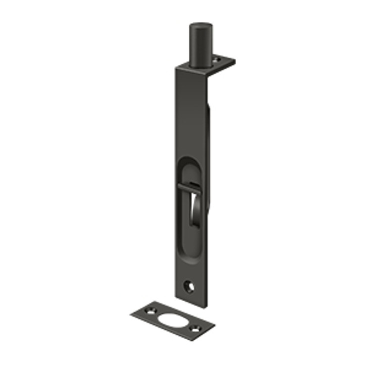 Deltana 6" Square Corner Flush Bolt, Hd, Solid Brass, Solid Brass,1" Throw, Oil Rubbed Dark Bronze