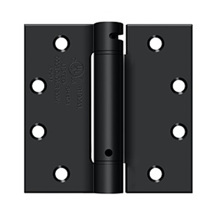 Deltana 4-1/2" X 4-1/2" Spring Hinge, Ul Listed Single Action, - Square Corners, 0.13 Thickness, Paint Black