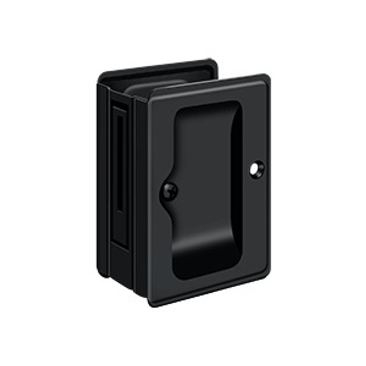 Deltana Pocket Door Lock-Passage Hd, Adjustable, 3-1/4" X 2-1/4", 1-3/8" Thickness, Painted, Matte Black