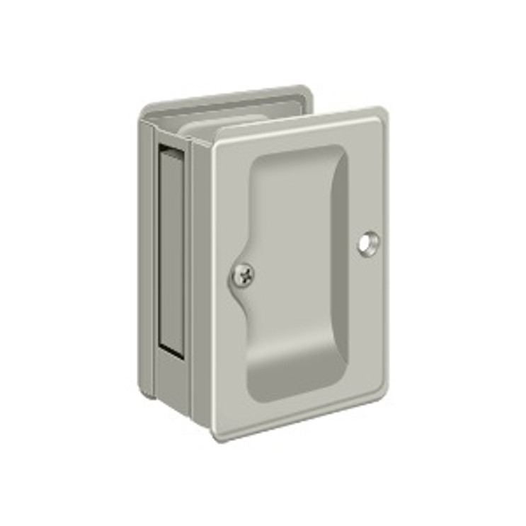 Deltana Pocket Door Lock-Passage Hd, Adjustable, 3-1/4" X 2-1/4", 1-3/8" Thickness, Satin Nickel