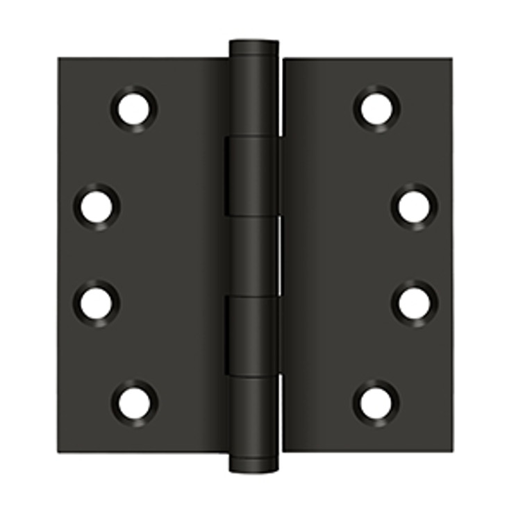 Deltana 4" X 4" Square Corner Hinge Residential Solid Brass, .129 Thickness, Oil Rubbed Dark Bronze (Pair)