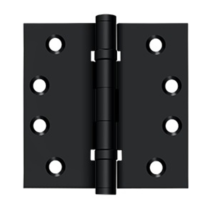 Deltana 4" X 4" Square Corner Hinge Residential Solid Brass, .129 Thickness, Matte Black (Pair)
