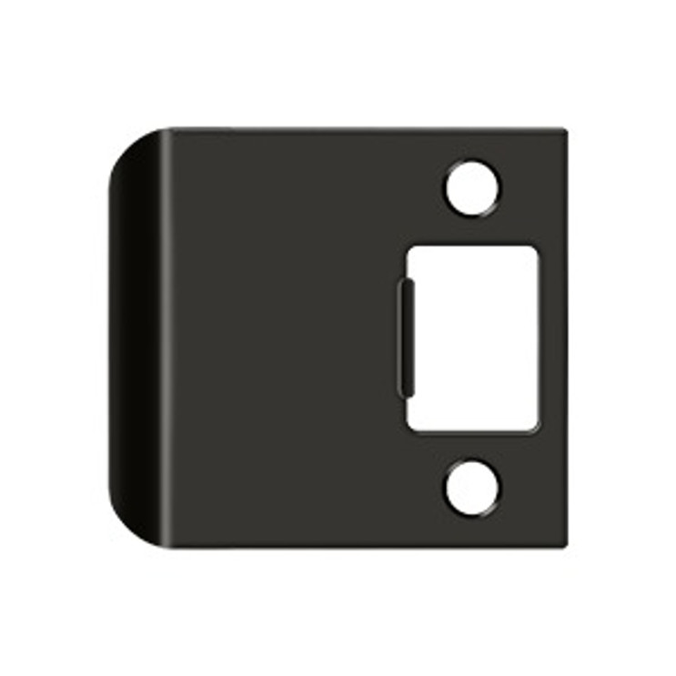 Deltana Extended Lip Strike Replacement For Residential Locks, 2-1/4" X 2-1/2", 2" Extension, Oil Rubbed Dark Bronze