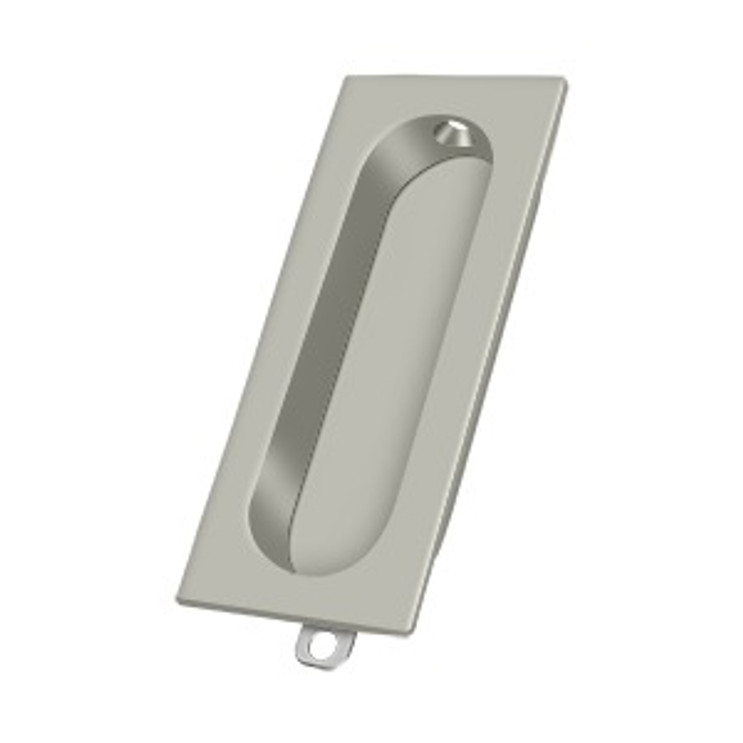 Deltana Flush Pull Rectangular, 3-1/8" X 15/16", Solid Brass, Satin Nickel