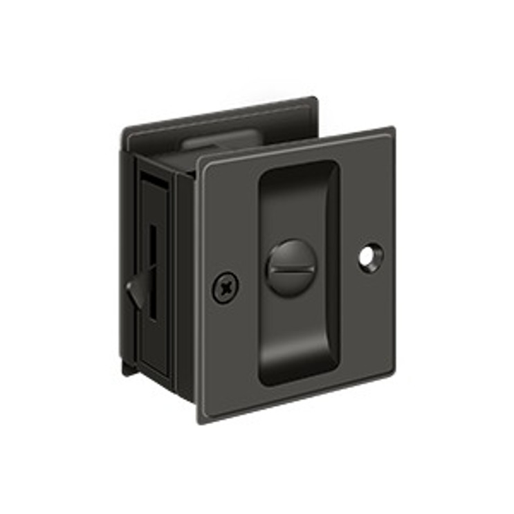 Deltana Pocket Door Lock-Privacy, 2-1/2" X 2-3/4", 1-3/8" Thickness, Oil Rubbed Dark Bronze