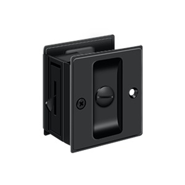 Deltana Pocket Door Lock-Privacy, 2-1/2" X 2-3/4", 1-3/8" Thickness, Matte Black