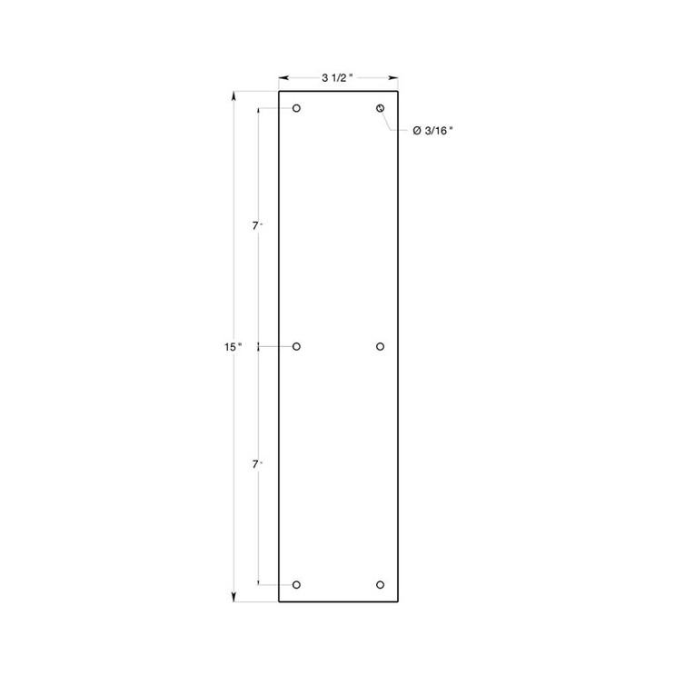 Deltana Push Plate 3-1/2" X 15", Satin Nickel