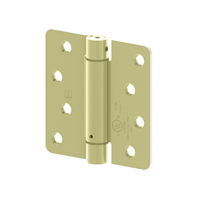 Hager Full Mortise Residential Hinge 1/4" Radius Corner Spring Steel 4" X 4", Satin Brass