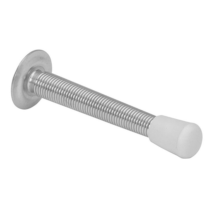 Ives 3" Flexible Door Stop Projection Spring, 1" Base Diameter, 9/16" Tip Diameter, White Rubber Tip, Steel, /F15, Satin Nickel Plated