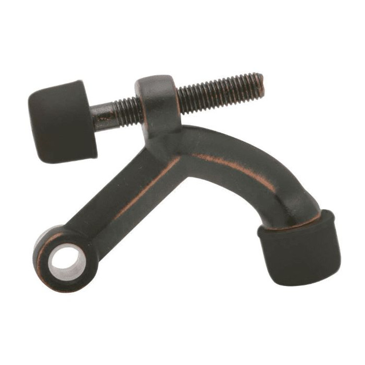 Ives Hinge Pin Door Stop Adjustable For 85° To 125° Openings, For 3-1/2" Or 4" D With 1/4" To 5/16" Dia. S, Black Rubber Tips, Aluminum, A-/, Aged Bronze
