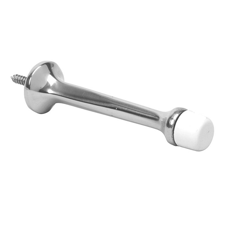 Ives Solid Base Door Stop 3-1/8" Projection, 7/8" Diameter, 5/8" Tip Diameter, White Rubber Tip, Aluminum