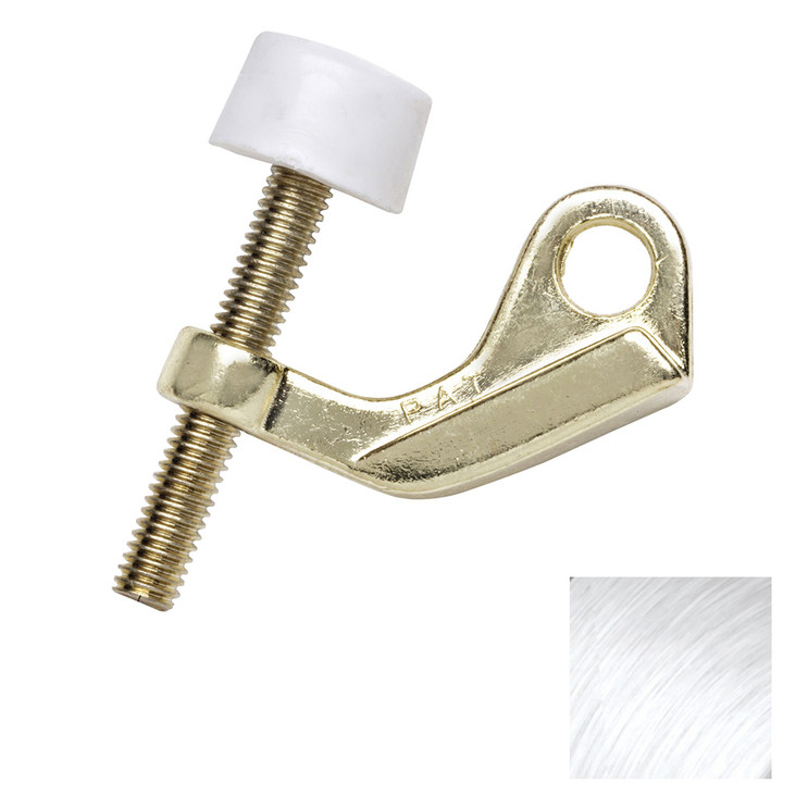 Ives Hinge Pin Door Stop Adjustable For 85° To 125° Openings, For 3-1/2" Or 4" D With 1/4" To 5/16" Dia. S, White Rubber Tip, Zinc, Z-E, Satin Nickel