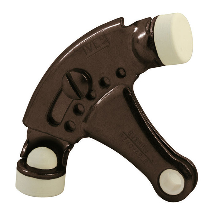Ives Hinge Pin Door Stop Adjustable For 70° To 100° Openings, 3-1/4"" Projection, 1" Base Diameter, 9/16" Tip Diameter, White Rubber Tips, Steel, 631/F-Blk, Matte Black