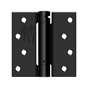 Deltana 4" X 4" Spring Hinge, Ul Listed Single Action, Square Corners, 0.097 Thickness, Ed, Paint Black