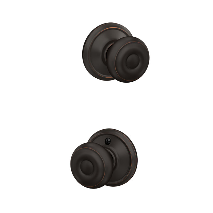Schlage Residential F10 Georgian Passage Knob Lock In Vis Pack Function, Satin Nickel