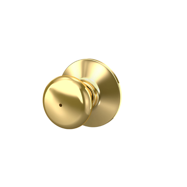 Schlage Residential F40 Plymouth Privacy Knob Lock In Vis Pack Function, Bright Polished Brass